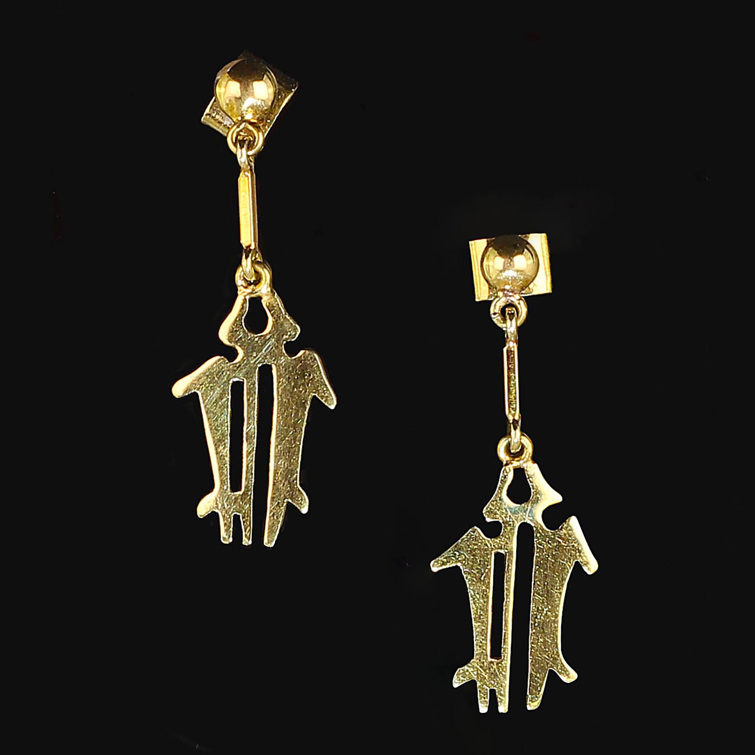 Artiste AJD Boucles d'oreilles lignes en or jaune 18 carats NAZCA   Super cadeau ! en vente