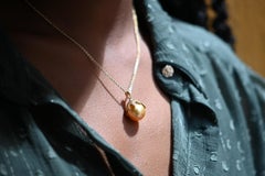 18 Karat Yellow Gold Necklace with Champagne South Sea Pearl and Diamonds