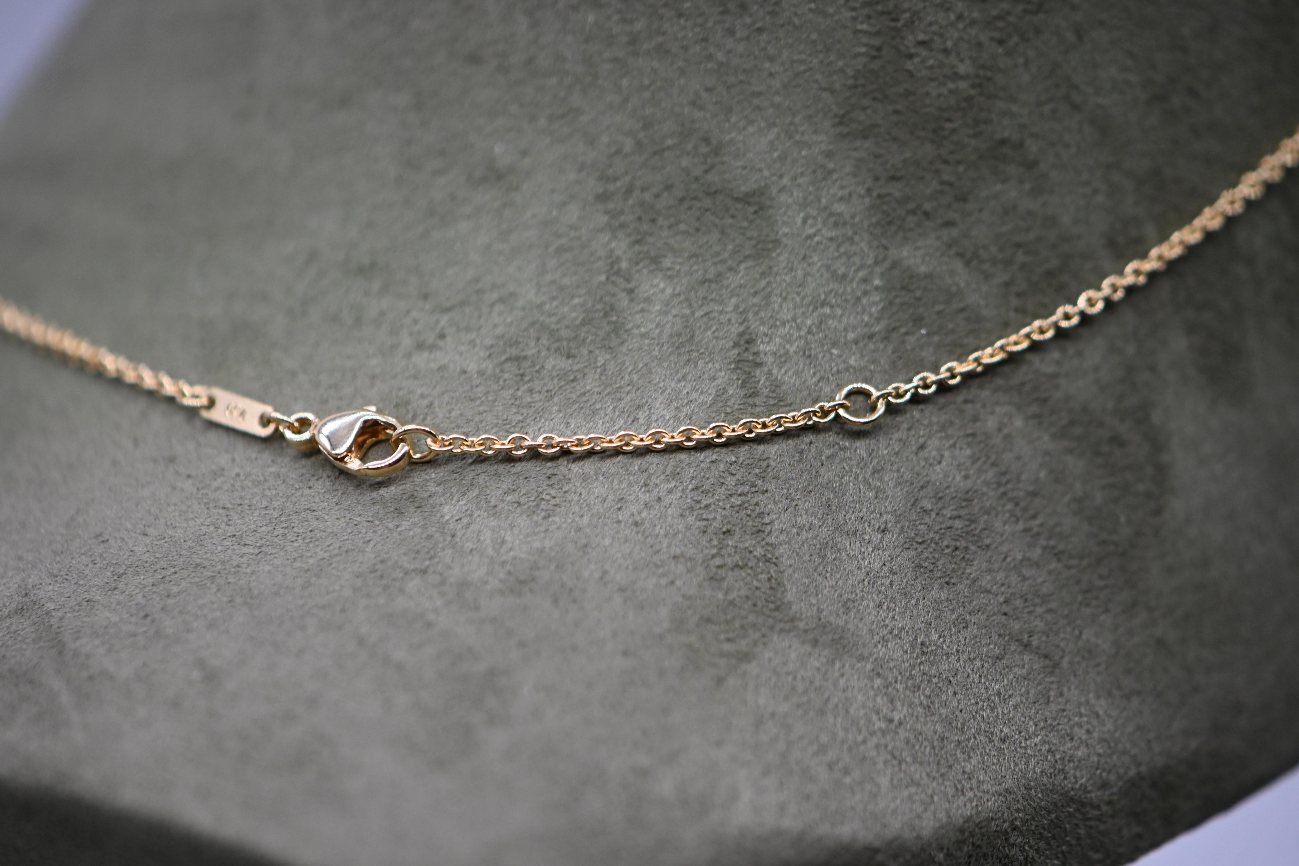 18 Karat Yellow Gold Necklace with Champagne South Sea Pearl and Diamonds In New Condition For Sale In Vannes, FR