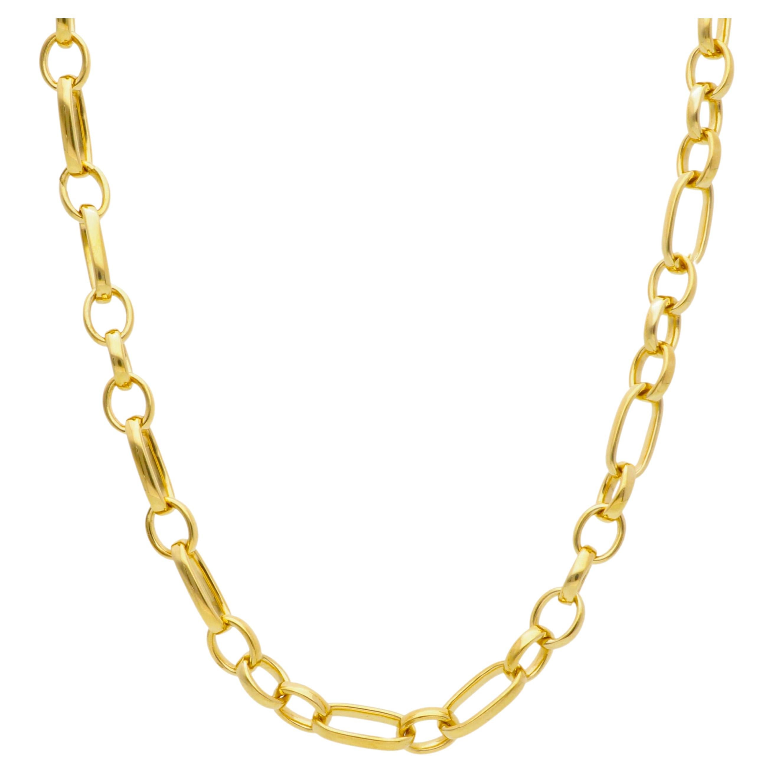 18 karat yellow gold necklace with oval and round links