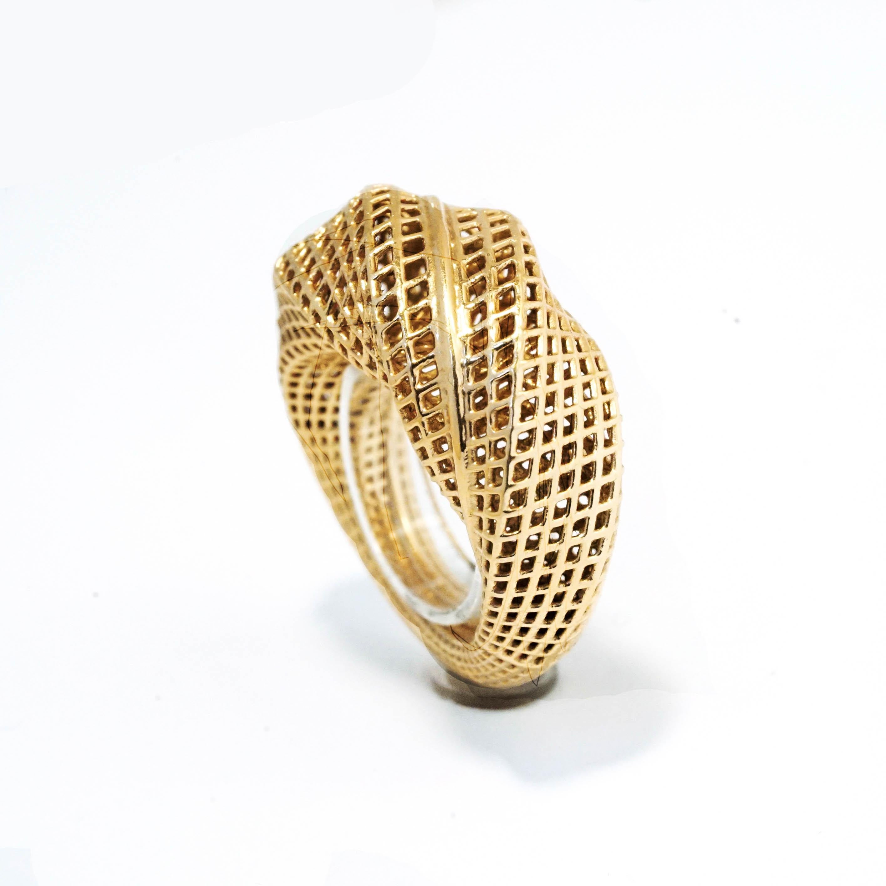 18 Karat Yellow Gold, Netline 360 Ring In New Condition In Herzeliya, IL
