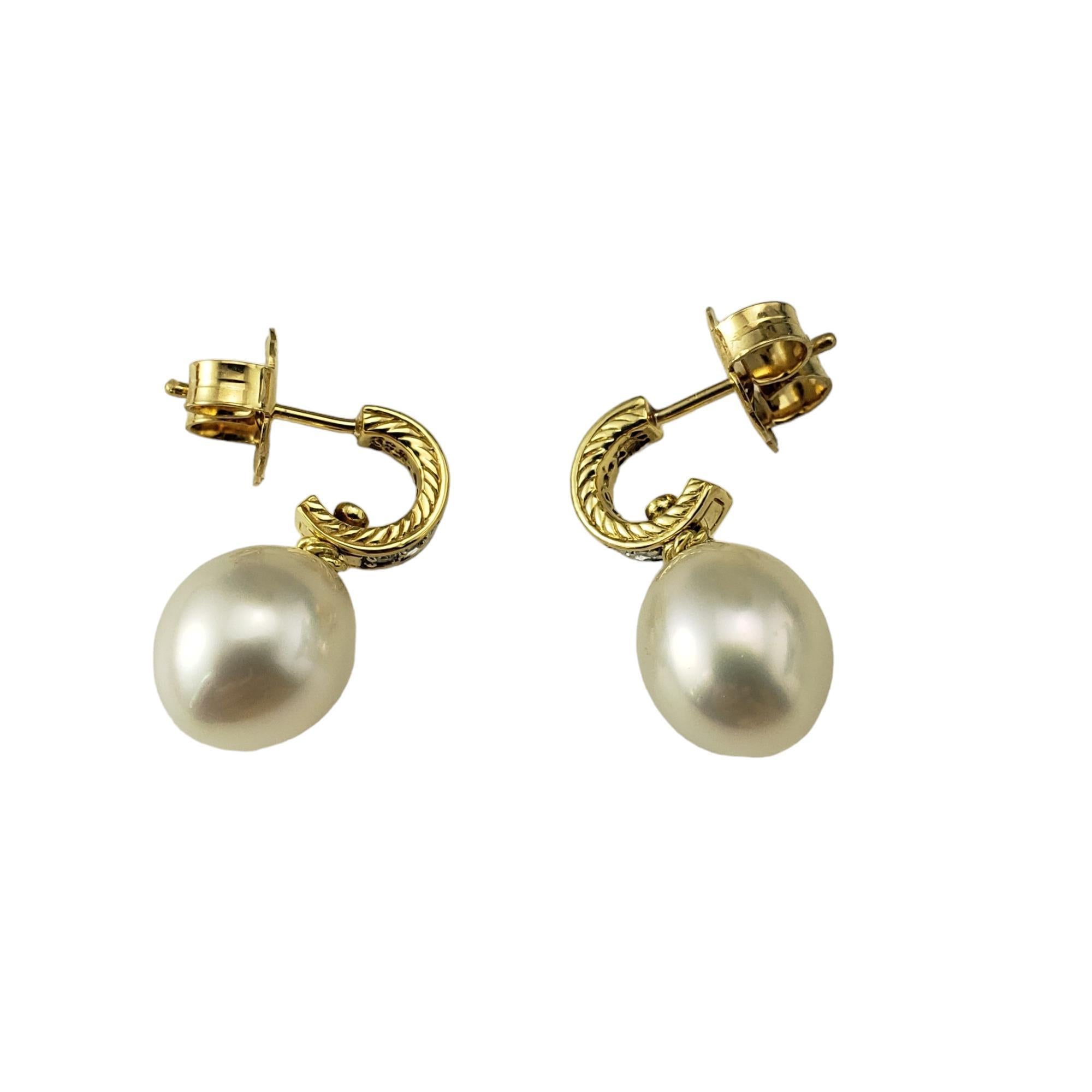 De las mujeres Pendientes colgantes de oro amarillo de 18 quilates con perla oblonga y diamantes #17754 en venta