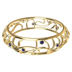 18 Karat Yellow Gold Oceans Sapphires Bracelet