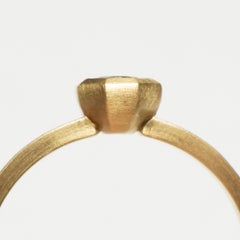 18 Karat Yellow Matte.Gold Octagon White Diamond Ring