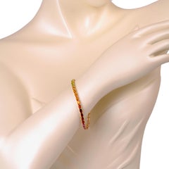 Oro giallo 18 carati 5X3 MM Bracciale con pietre ottagonali arcobaleno Pride Tennis Line