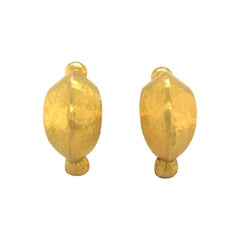 18 Karat Yellow Gold Neolithic Hoop Earrings by Lalaounis