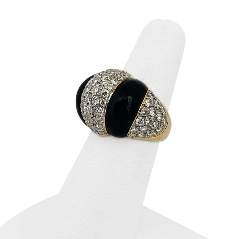 18 Karat Yellow Gold Onyx and Diamond Bombe Ring For Sale at 1stDibs