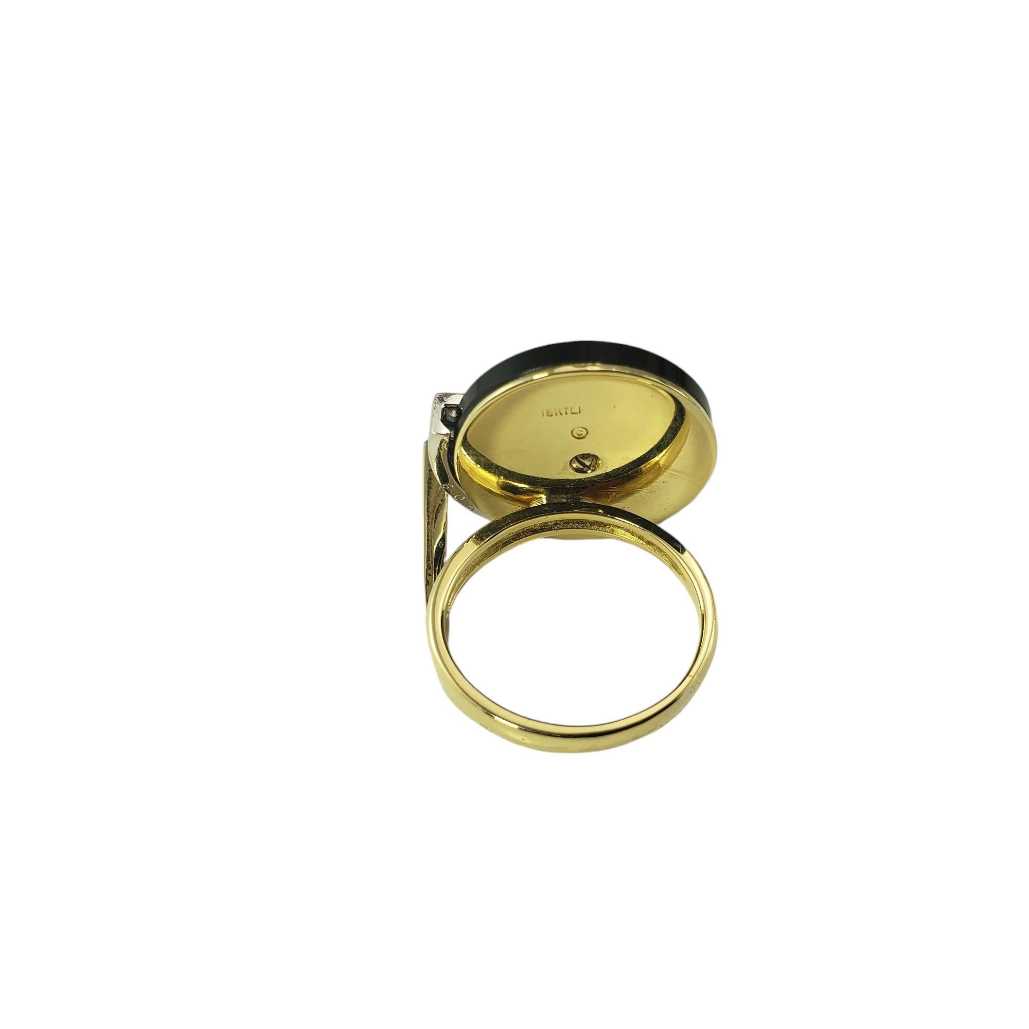 18 Karat Yellow Gold Onyx and Diamond Spinner Ring Size 7 #18455 In Good Condition In Washington Depot, CT