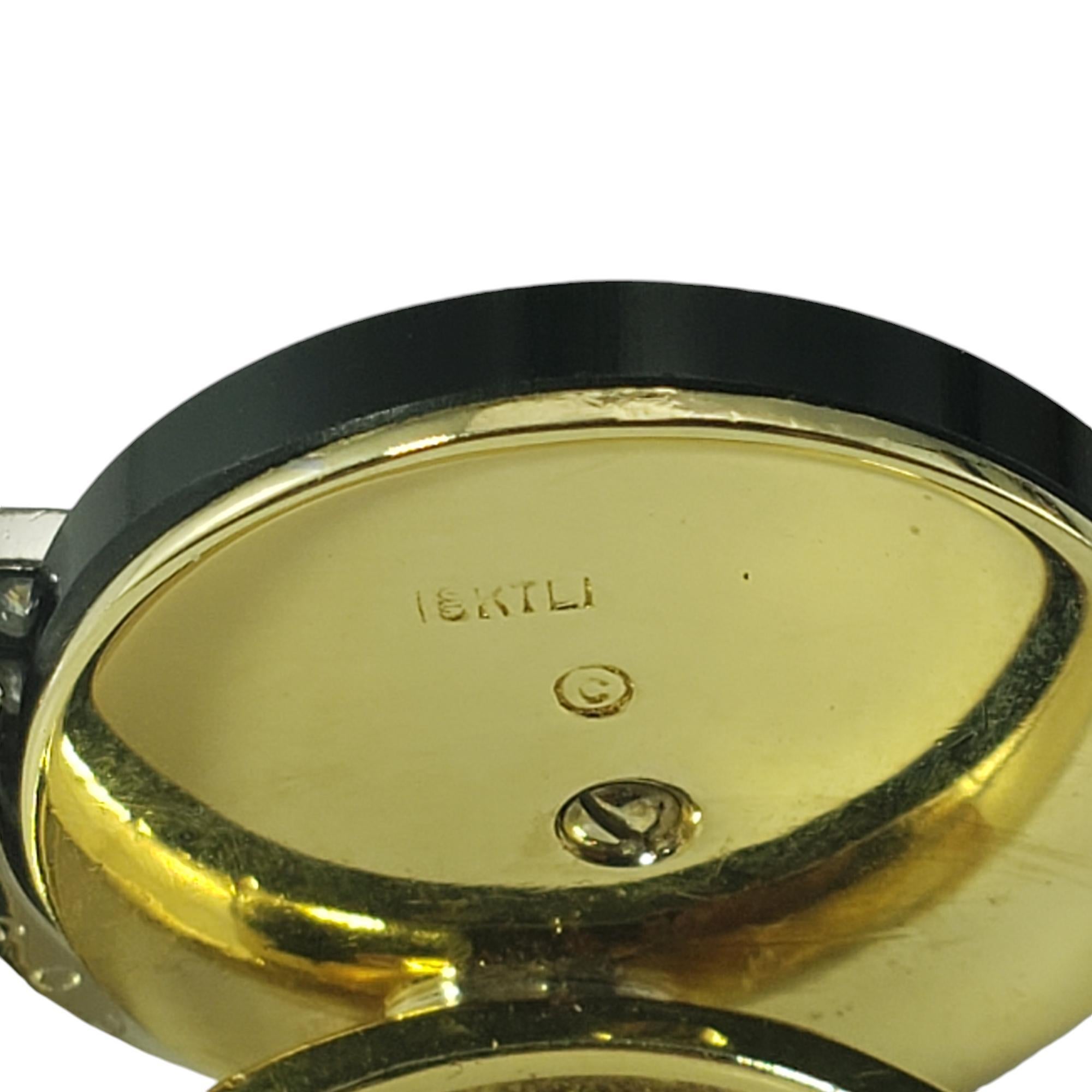 Women's 18 Karat Yellow Gold Onyx and Diamond Spinner Ring Size 7 #18455