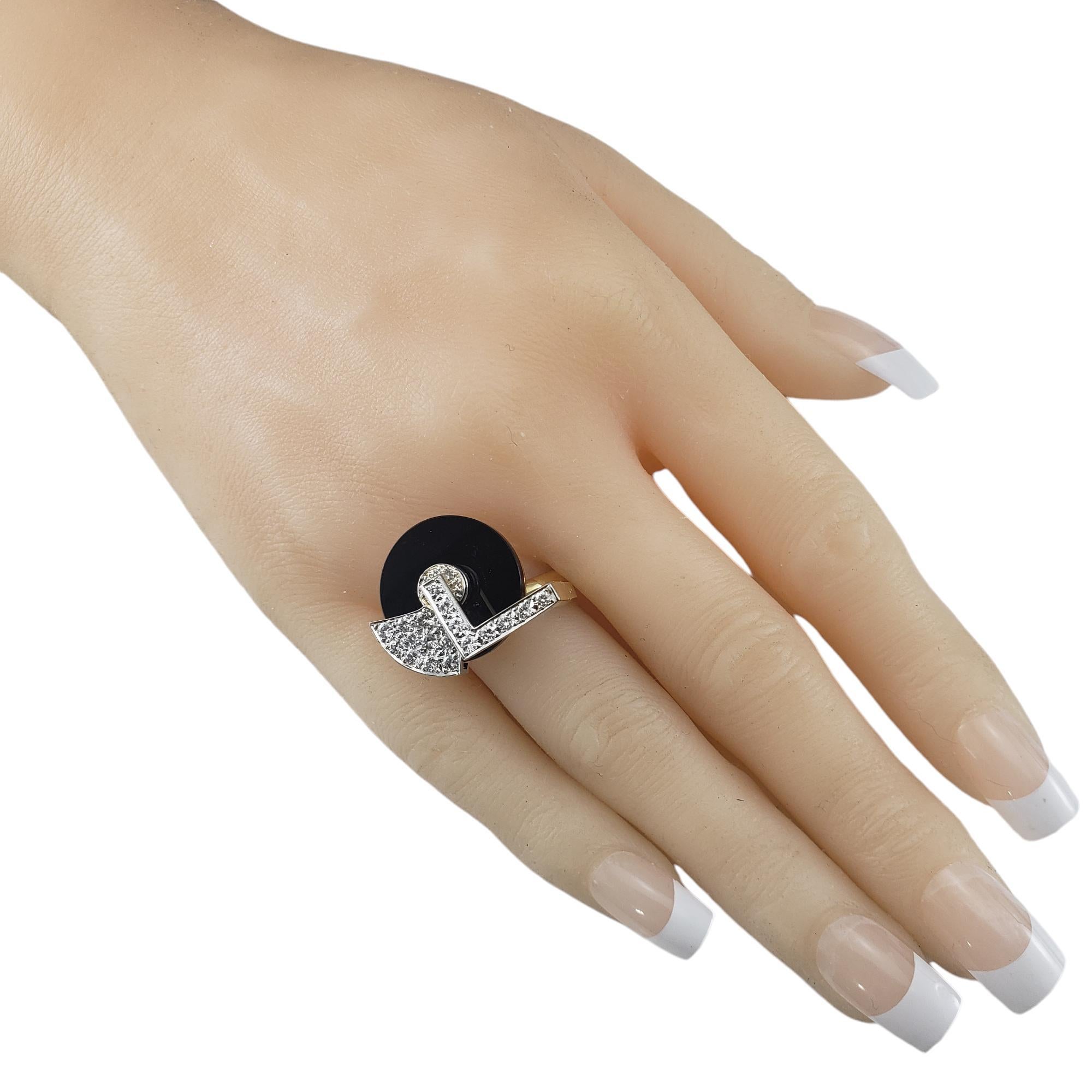 18 Karat Yellow Gold Onyx and Diamond Spinner Ring Size 7 #18455 1