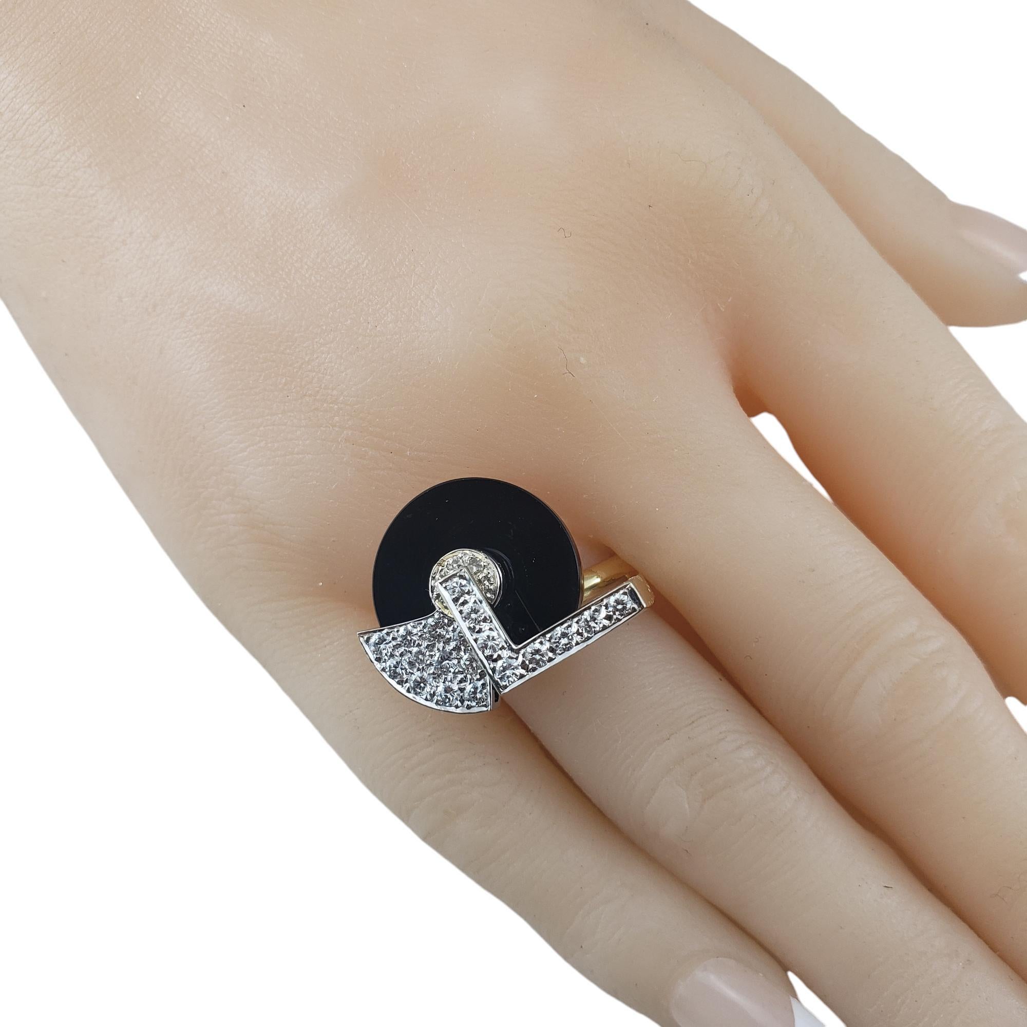 18 Karat Yellow Gold Onyx and Diamond Spinner Ring Size 7 #18455 2