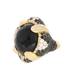 18 Karat Yellow Gold Onyx Black Spinels White Diamonds Venice Ring by Niquesa