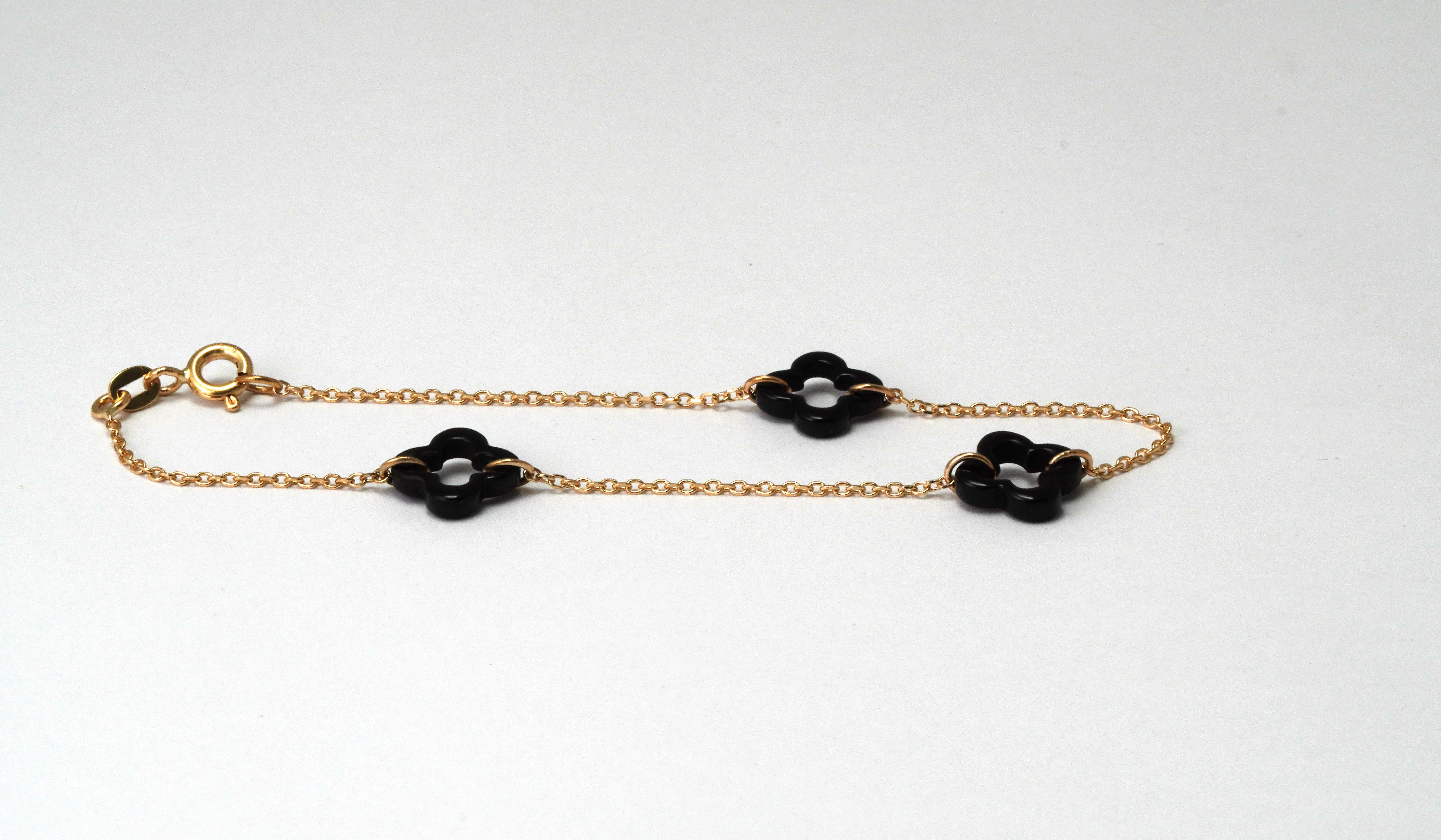 Bracelet en or jaune 18 carats et onyx Neuf - En vente à София, BG