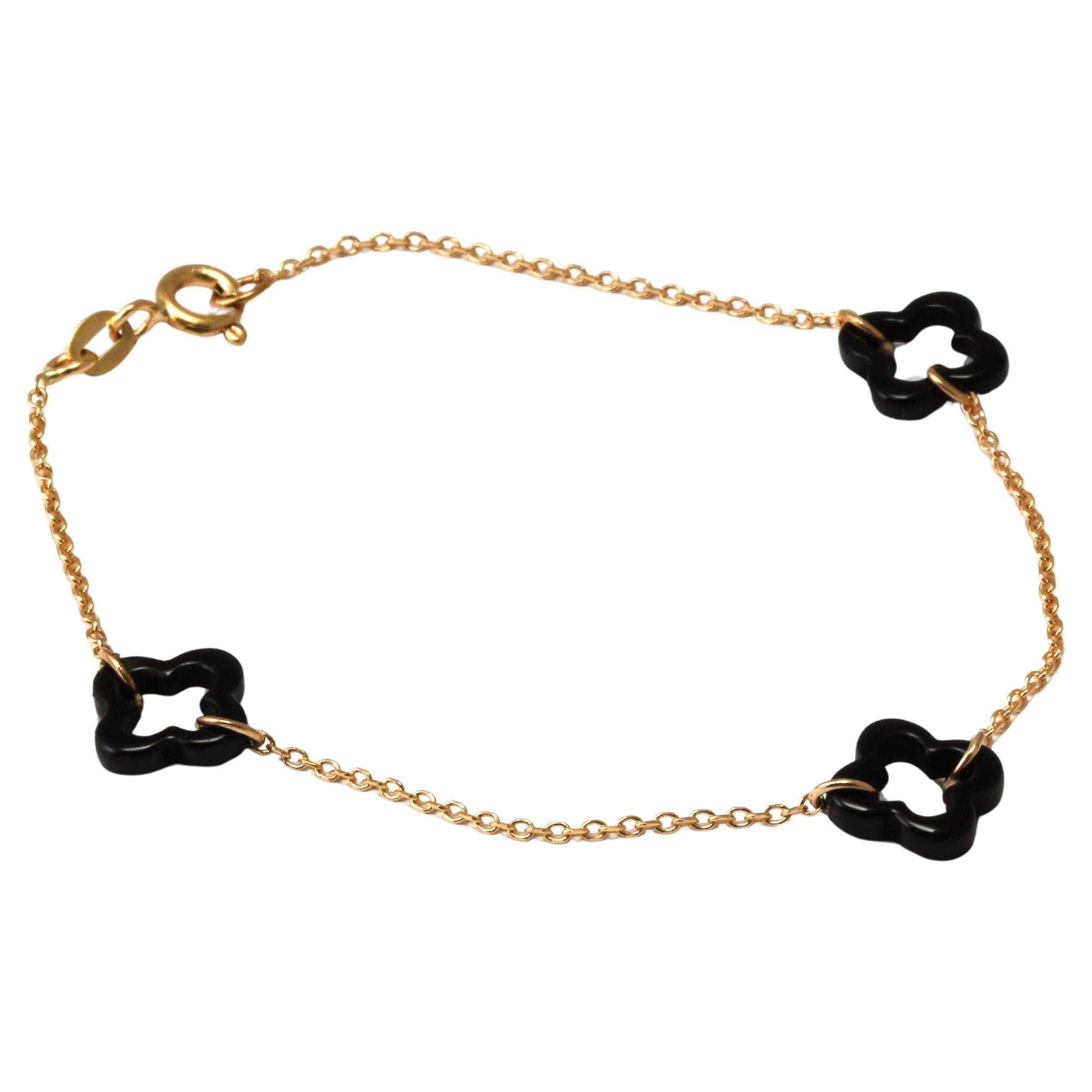 18 Karat Yellow Gold Onyx Bracelet