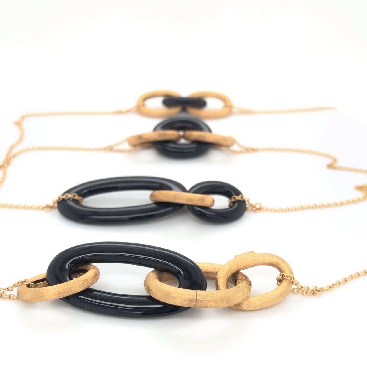 Nanis Olga 18 Karat Yellow Gold and Onyx Contemporary Necklace In Excellent Condition For Sale In La Jolla, CA