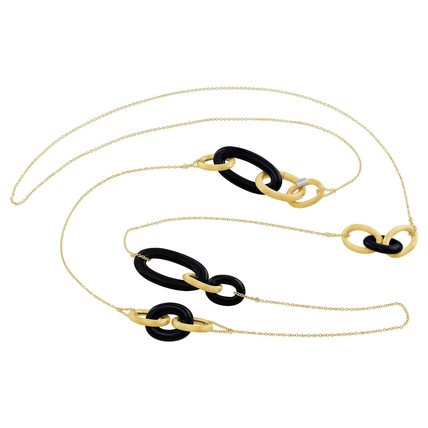 Nanis Olga 18 Karat Yellow Gold and Onyx Contemporary Necklace For Sale