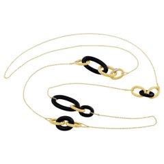 Nanis Olga 18 Karat Yellow Gold and Onyx Contemporary Necklace