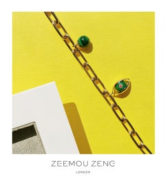Eye Unisex Chain Bracelet 18 Karat Yellow Gold Onyx Emerald Diamond