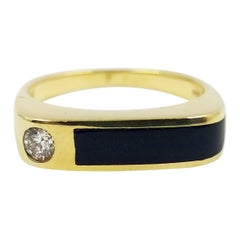 Vintage 18 Karat Yellow Gold Onyx Inlay Ring