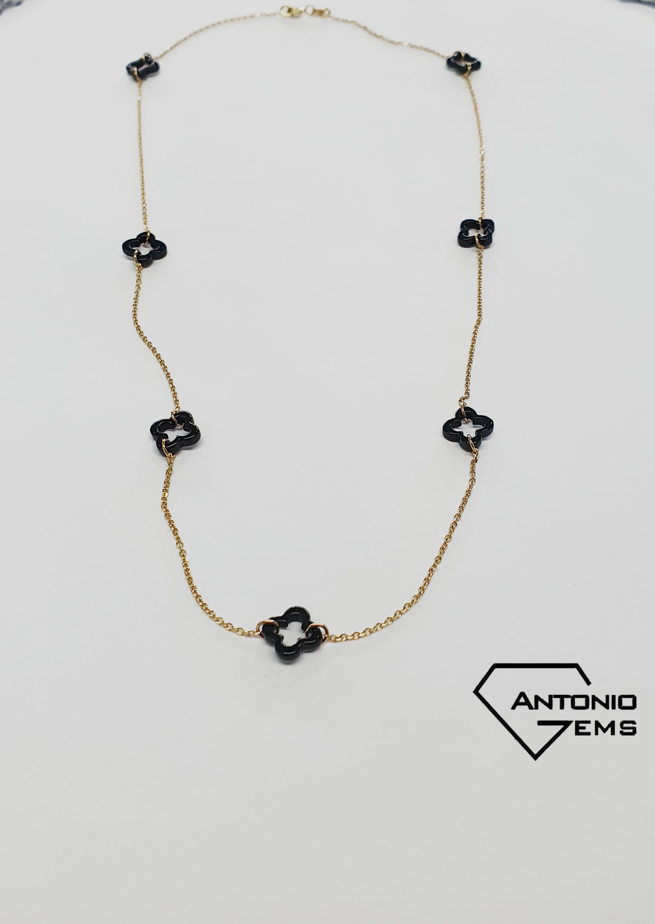 Moderno Collana in oro giallo 18 carati con onice in vendita