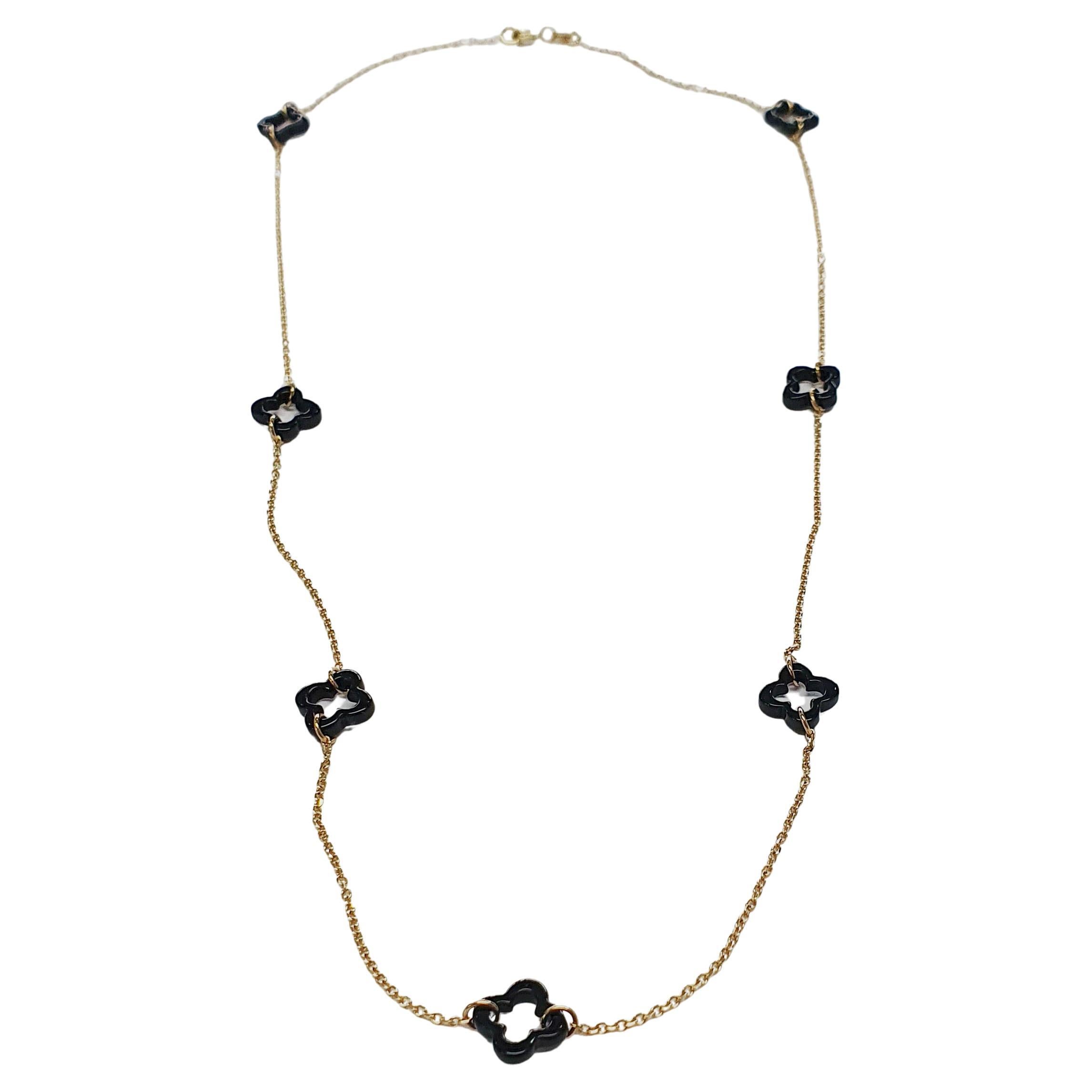 18 Karat Yellow Gold Onyx Necklace