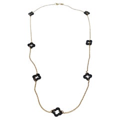 18 Karat Yellow Gold Onyx Necklace