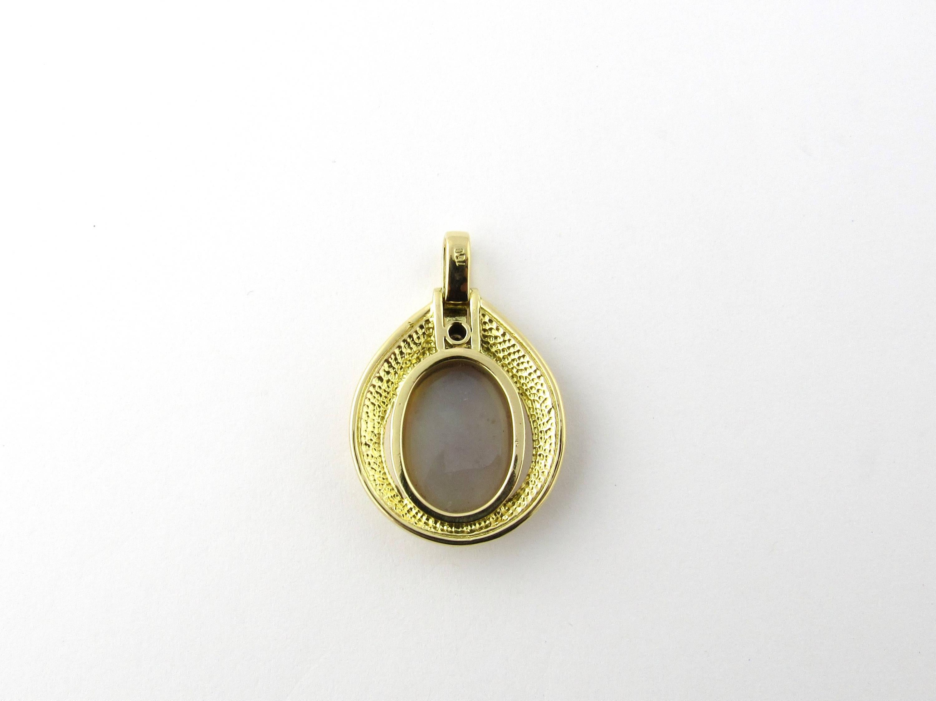 Women's 18 Karat Yellow Gold Opal and Diamond Pendant