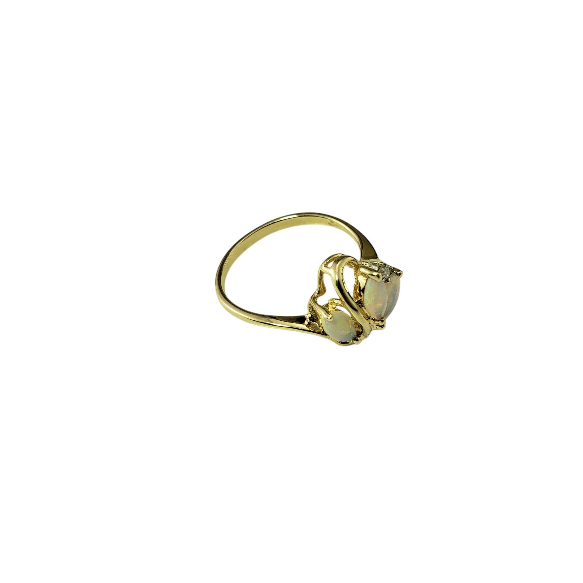 Brilliant Cut 18 Karat Yellow Gold Opal and Diamond Ring Size 6 #21366 For Sale