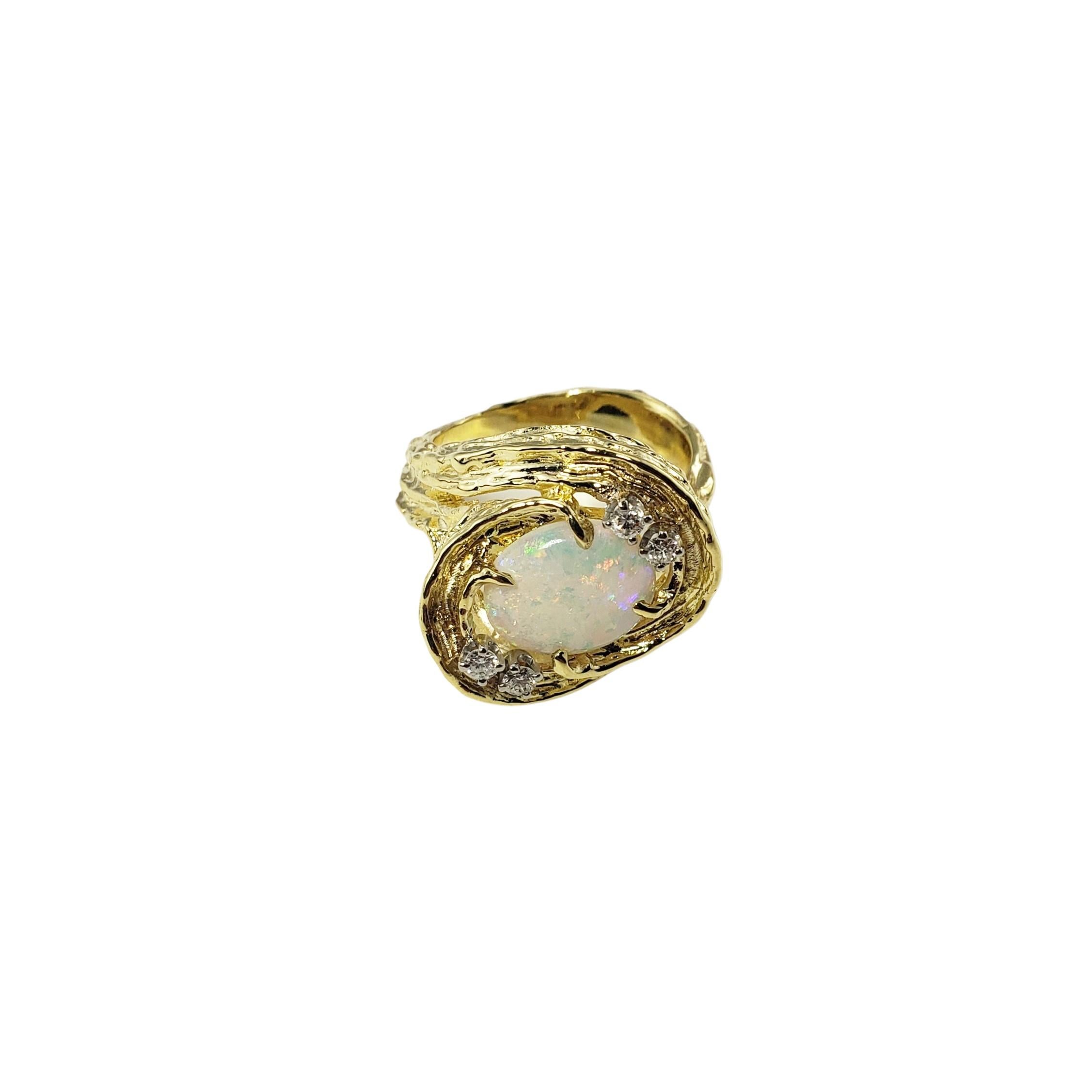 Brilliant Cut 18 Karat Yellow Gold Opal and Diamond Ring For Sale