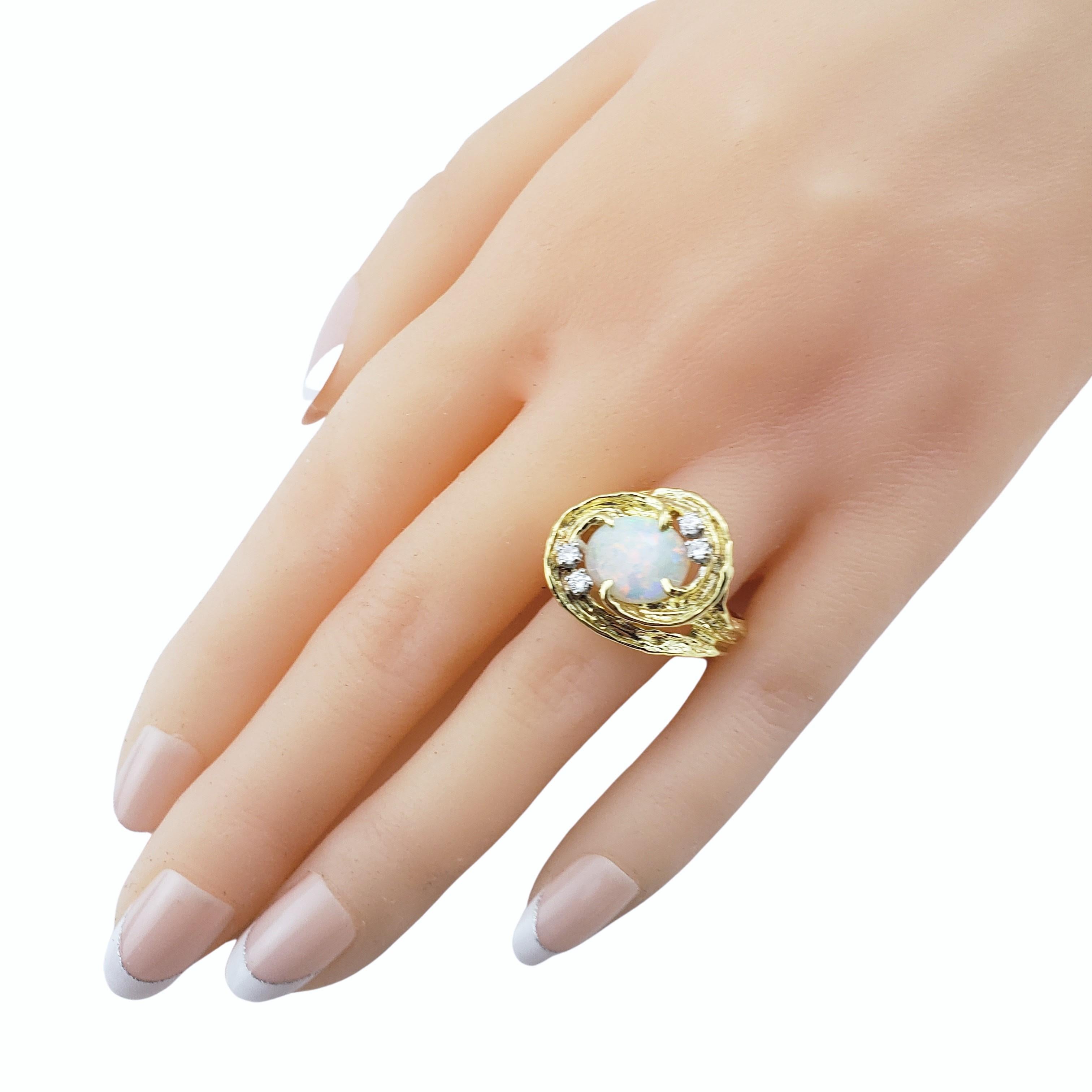 18 Karat Yellow Gold Opal and Diamond Ring For Sale 3