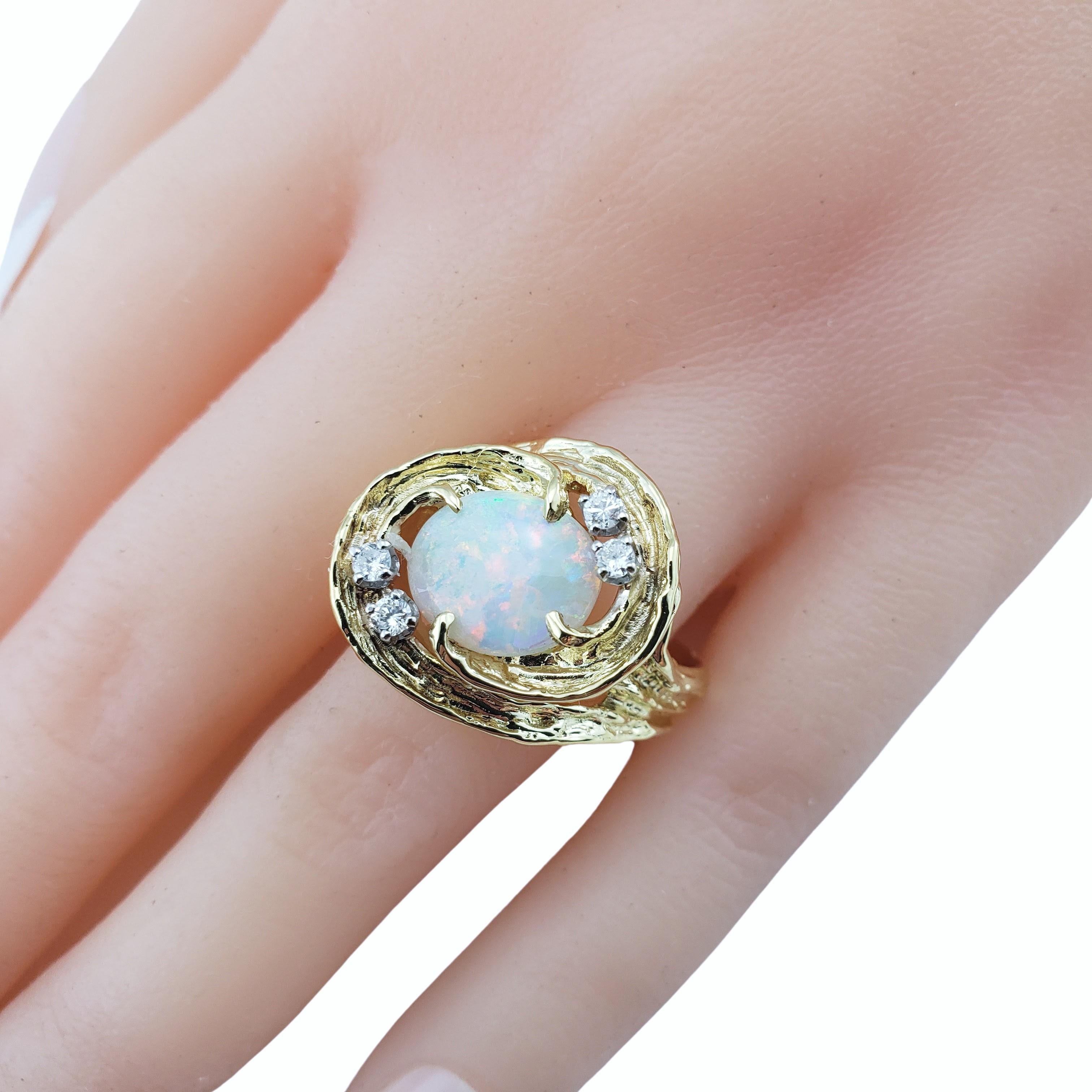 18 Karat Yellow Gold Opal and Diamond Ring For Sale 4