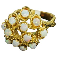 18 Karat Yellow Gold Opal Cluster Ring