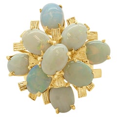18 Karat Yellow Gold Opal Cluster Ring