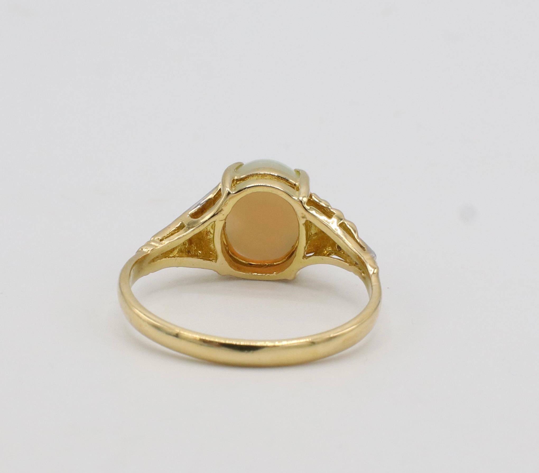 Modern 18 Karat Yellow Gold Opal & Natural Diamond Cocktail Ring  For Sale