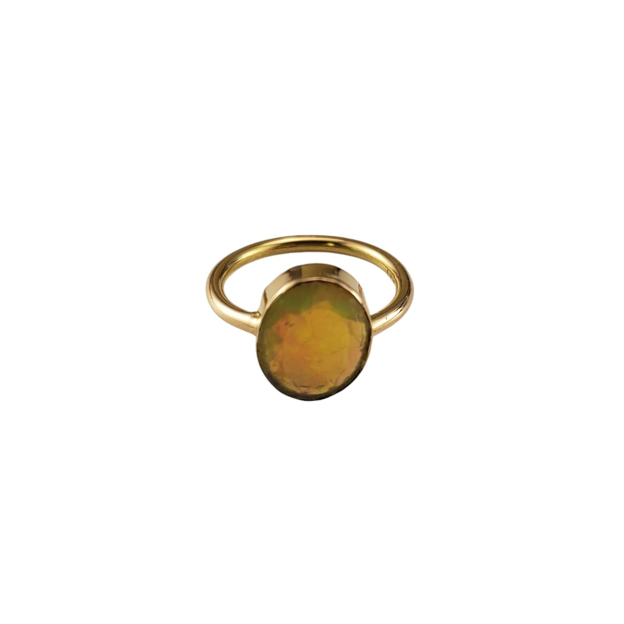 18 Karat Yellow Gold Opal Ring Size 6.25 JAGi Certified

This elegant ring features one oval shaped opal (12.7 mm x 9.8 mm) set in classic 18K yellow gold.  
Shank: 2 mm.

Stamped: 18K

Ring Size: 6.25

Weight: 2.1 dwt. /13.3 gr.

*Stone weights are