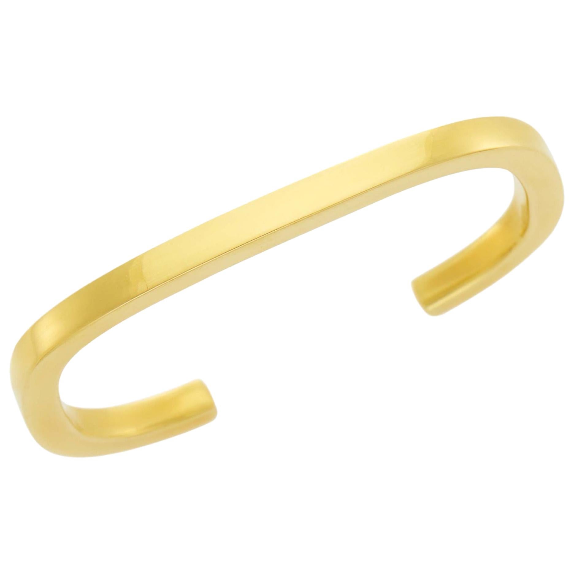 18 Karat Yellow Gold Open Bangle Bracelet For Sale