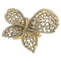 18 Karat Yellow Gold Open Diamond Butterfly Ring 18 Karat Yellow Gold Open Diamond Butterfly Ring