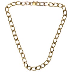 18 Karat Yellow Gold Open Link Vintage Chain Necklace