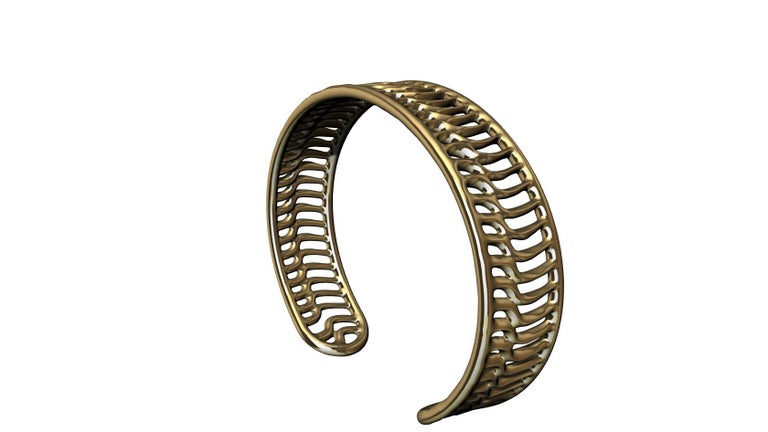 18 Karat Yellow Gold Open Wave Cuff Bracelet In New Condition For Sale In New York, NY
