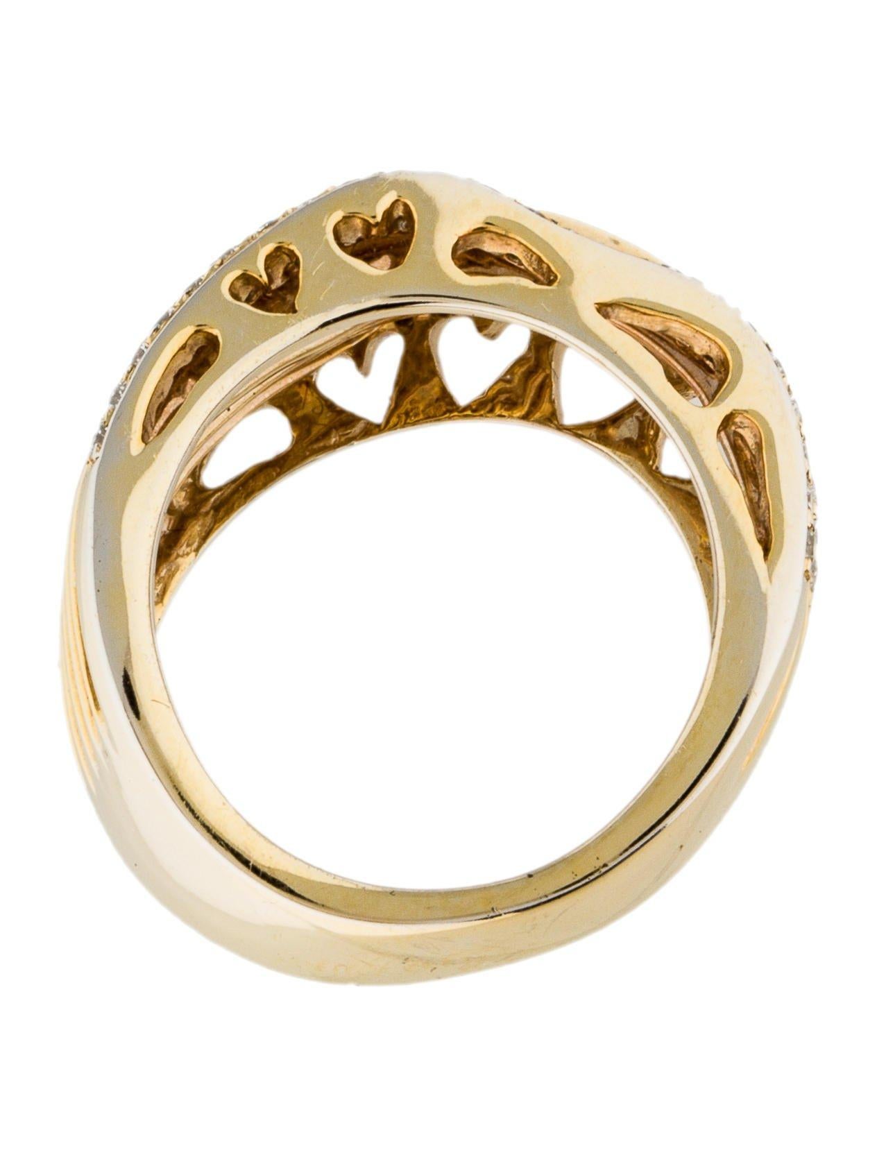 18K yellow gold openwork band featuring 0.58 carats of round brilliant diamonds.

Ring Size: 6.75
Sizing: This ring can be adjusted one whole size larger or smaller by most professional jewelers.
Metal Type: 18K Yellow Gold
Hallmark: 18K, 750,