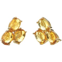 Paolo Costagli 18 Karat Yellow Gold 3.83 Carat Orange Sapphire Ombré Stud