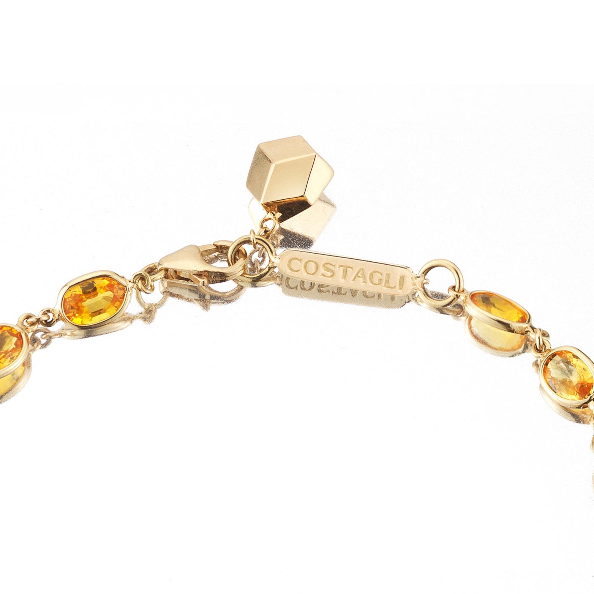 Oval Cut Paolo Costagli 18 Karat Yellow Gold Orange Sapphire 8.50 Carat Ombre Bracelet