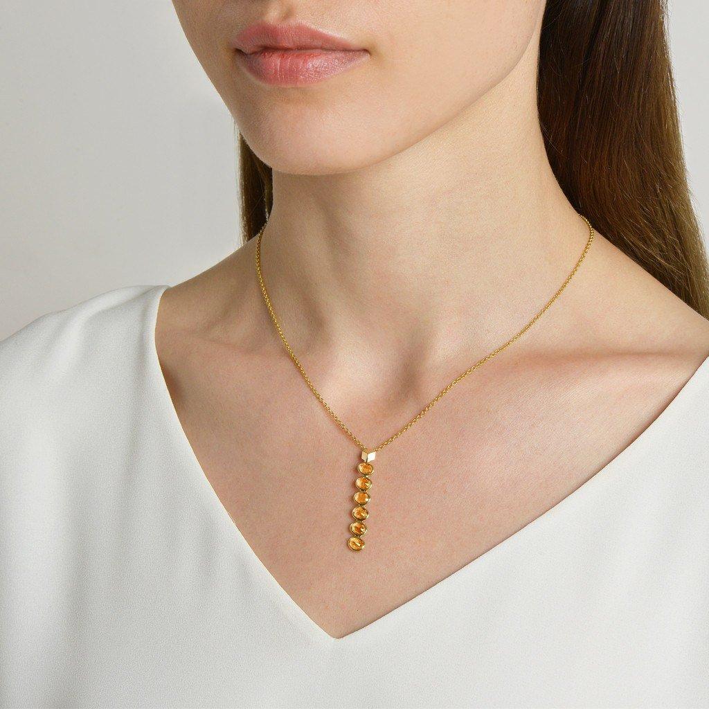 Contemporary Paolo Costagli 18 Karat Yellow Gold Orange Sapphires Ombre Pendant Necklace For Sale