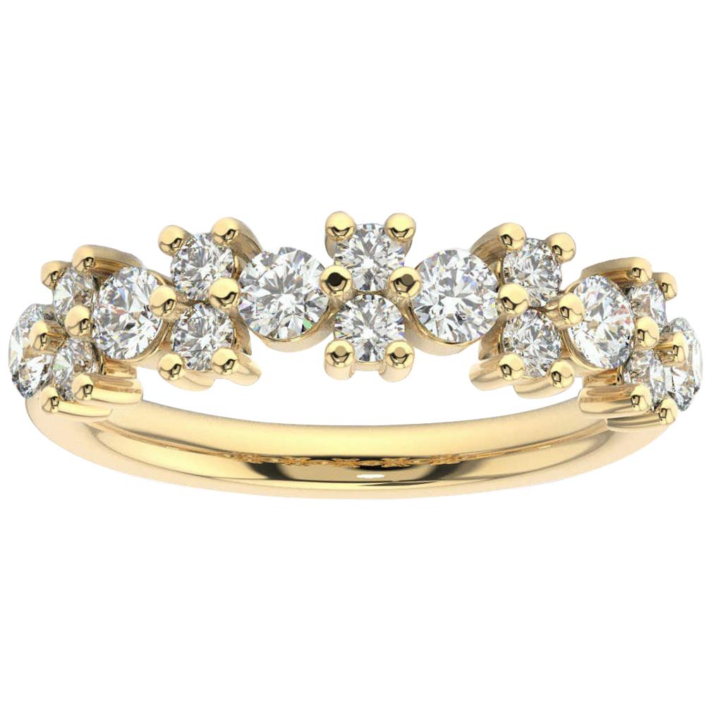 18 Karat Yellow Gold Orchid Diamond Cluster Ring '1 Carat' For Sale