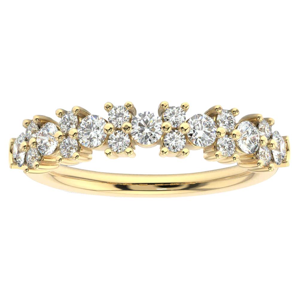 18 Karat Yellow Gold Orchid Diamond Cluster Ring '3/4 Carat' For Sale