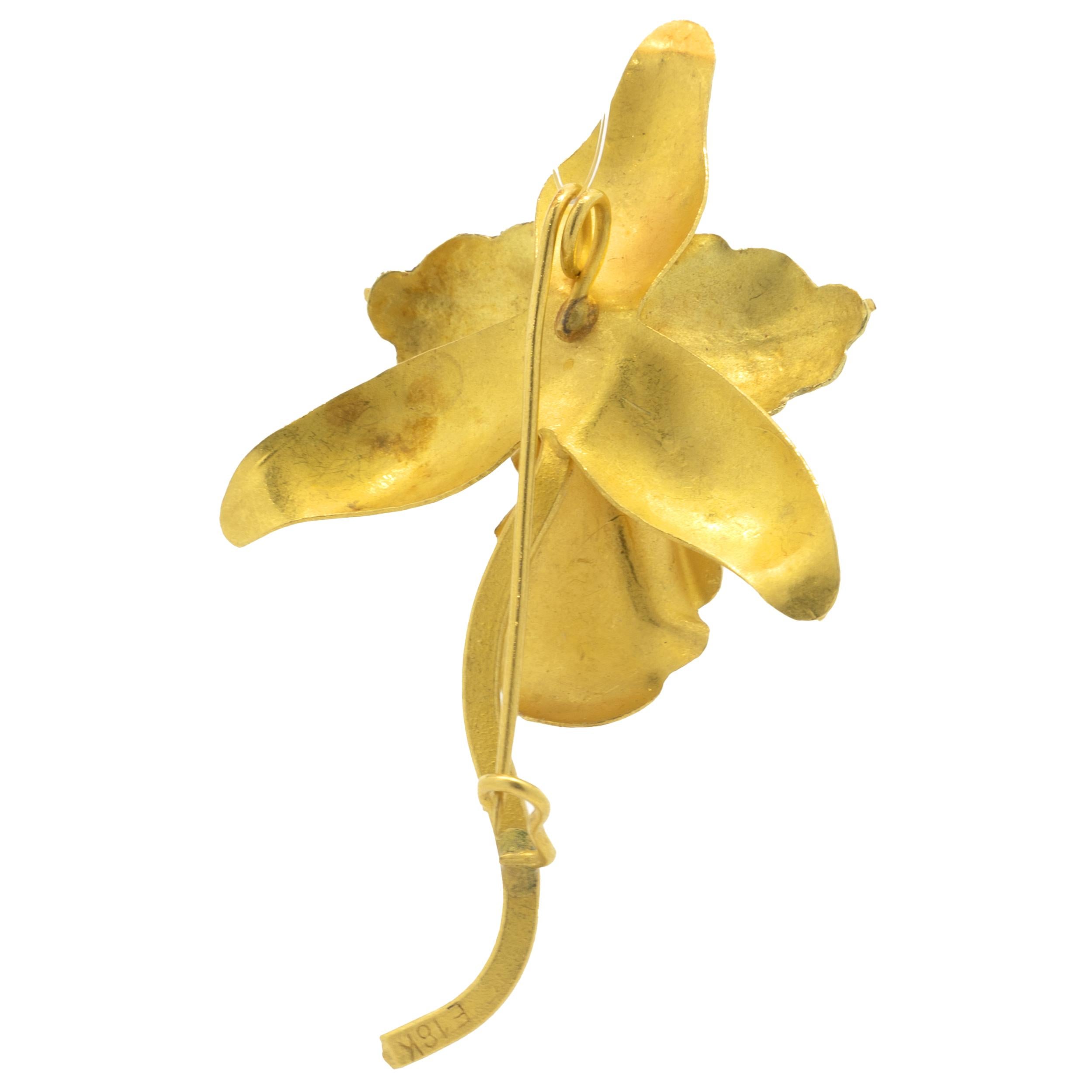 gold orchid brooch