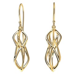 18 Karat Yellow Gold Organic Angled Dangle Earrings