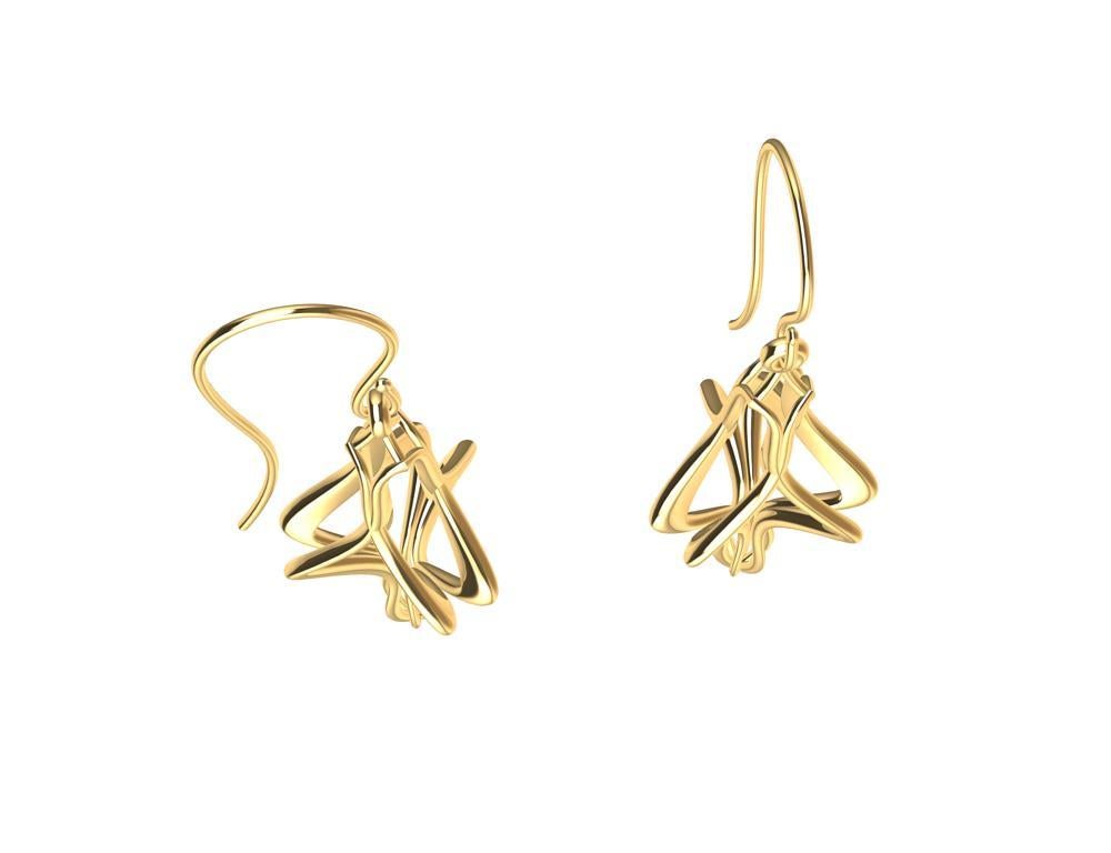 18 Karat Yellow Gold Organic Sculpted Earring Dangle For Sale 5