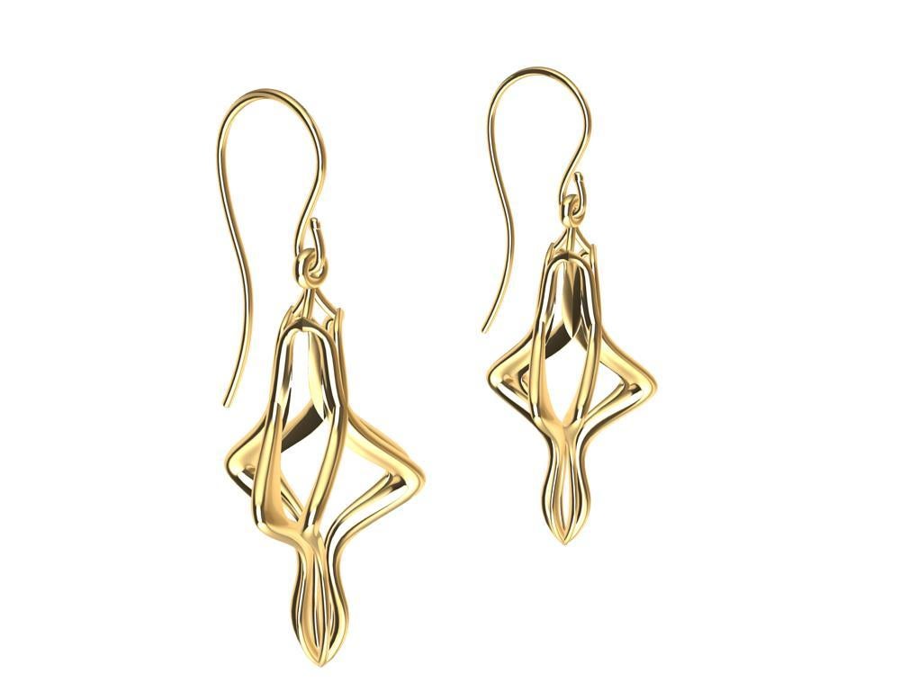 18 Karat Yellow Gold Organic Sculpted Earring Dangle For Sale 6