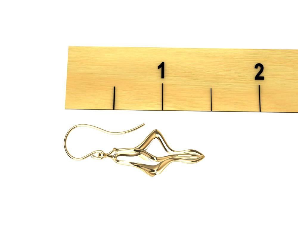 18 Karat Yellow Gold Organic Sculpted Earring Dangle For Sale 2